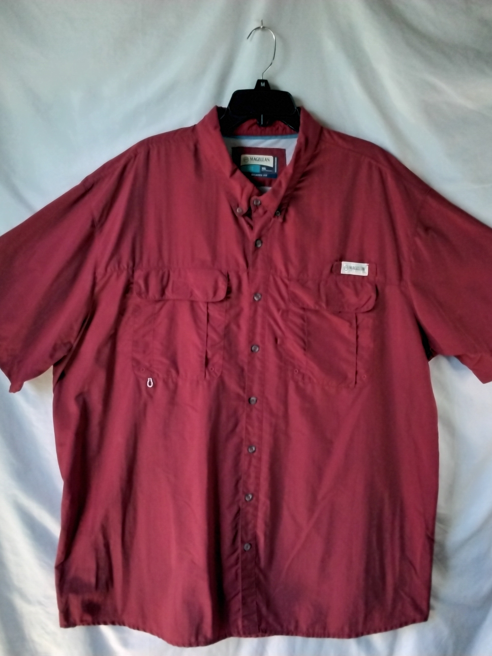Magellan Outdoors Men's Short-Sleeve Button-Down Shirt - Burgundy